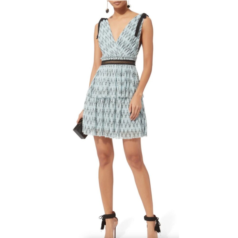 Self-Portrait Metallic Mesh Pattern Mini Dress